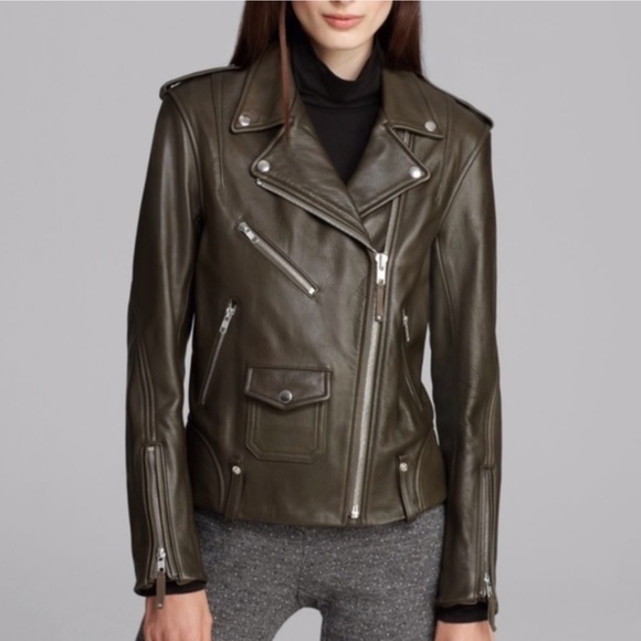 Theory Dalayan Leather Motorcycle Biker Jacket - Picture 1 of 16